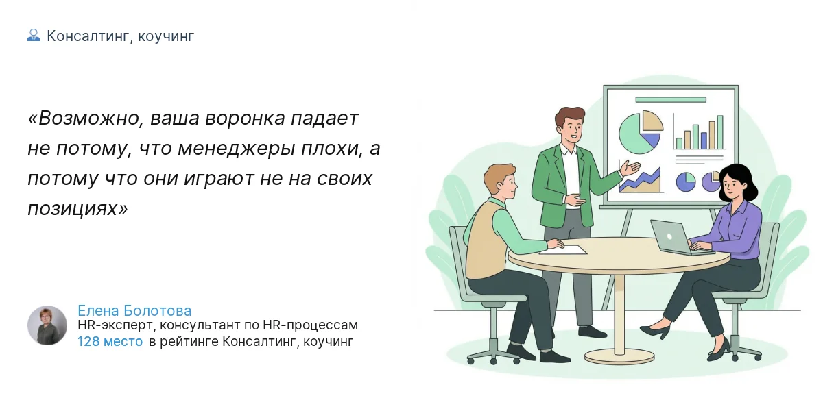 Возможно, ваша воронка падает не потому, что менеджеры плохи, а потому что они играют не на своих позициях