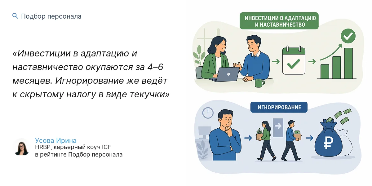 Инвестиции в адаптацию и наставничество окупаются за 4–6 месяцев. Игнорирование же ведёт к скрытому налогу в виде текучки