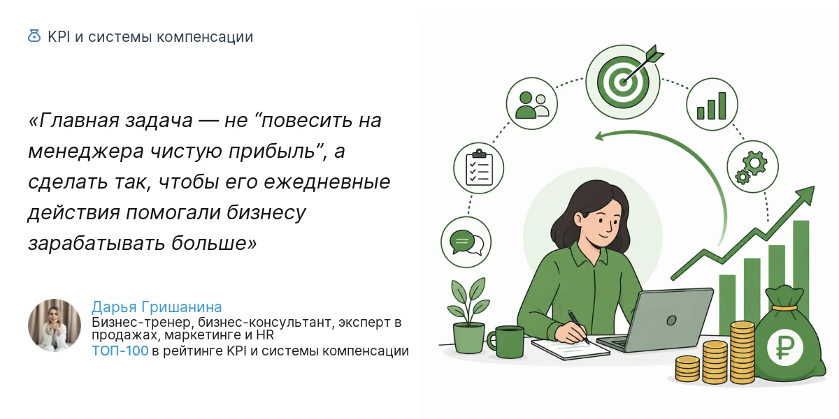 Главная задача — не “повесить на менеджера чистую прибыль”, а сделать так, чтобы его ежедневные действия помогали бизнесу зарабатывать больше
