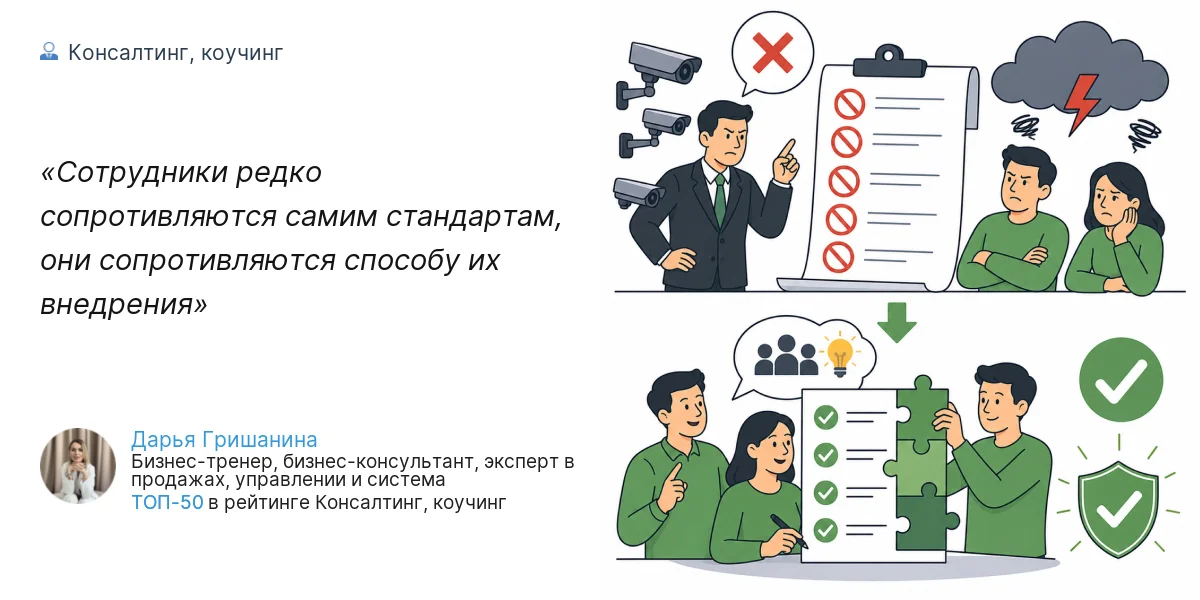 Сотрудники редко сопротивляются самим стандартам, они сопротивляются способу их внедрения