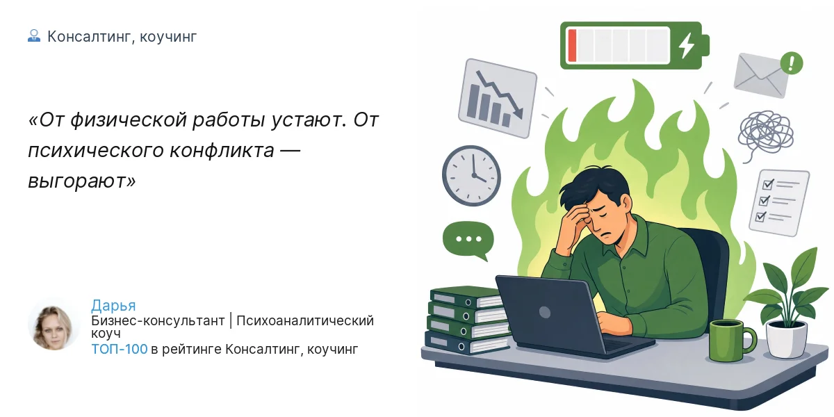 От физической работы устают.      От психического конфликта — выгорают