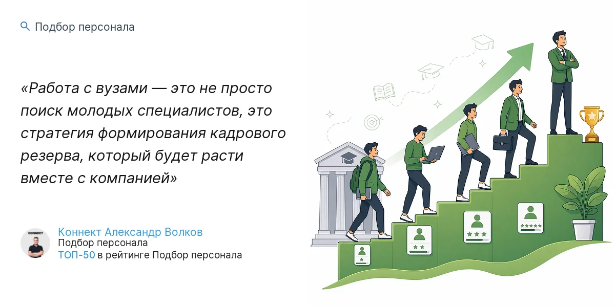 Работа с вузами — это не просто поиск молодых специалистов, это стратегия формирования кадрового резерва, который будет расти вместе с компанией
