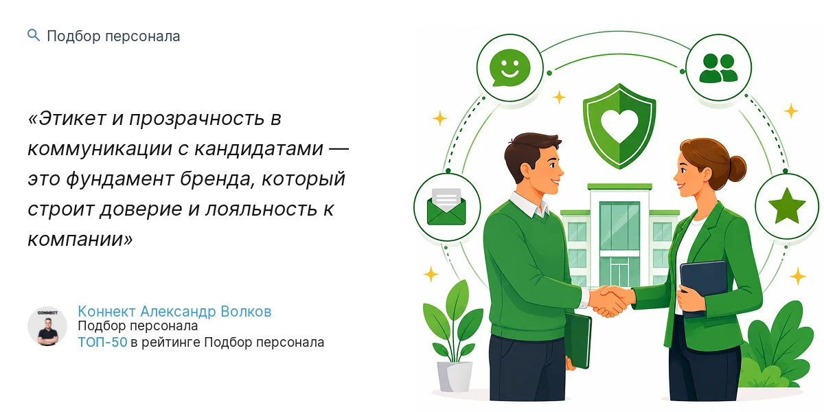 Этикет и прозрачность в коммуникации с кандидатами — это фундамент бренда, который строит доверие и лояльность к компании