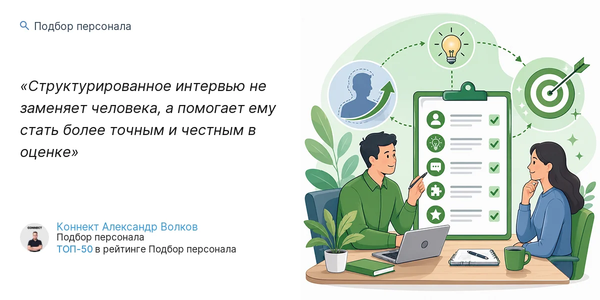 Структурированное интервью не заменяет человека, а помогает ему стать более точным и честным в оценке