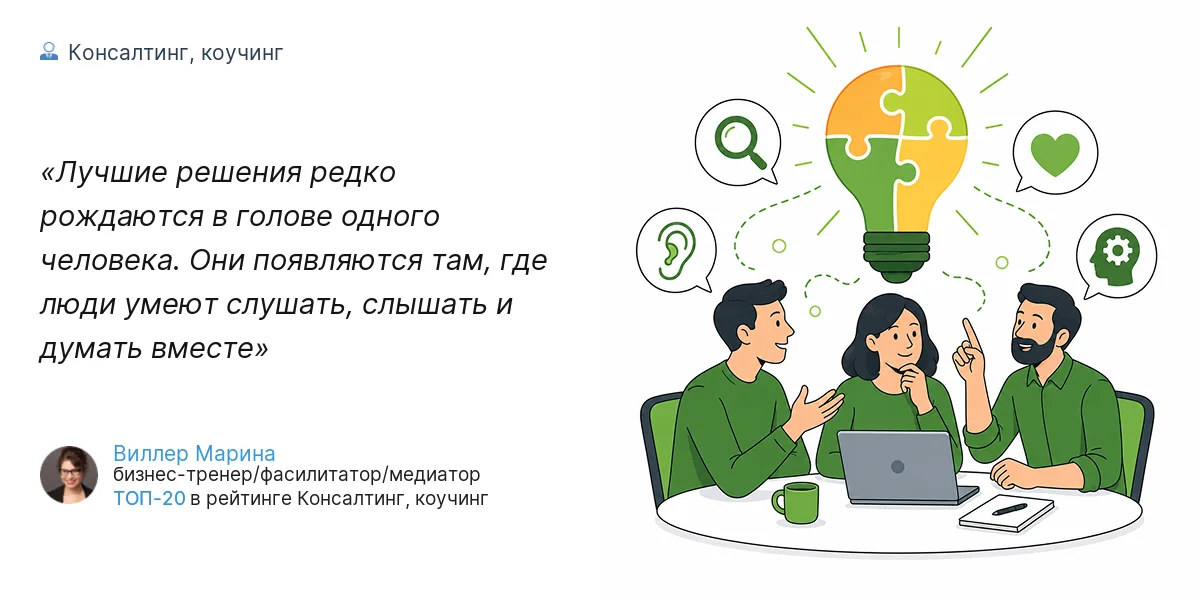 Лучшие решения редко рождаются в голове одного человека. Они появляются там, где люди умеют слушать, слышать и думать вместе