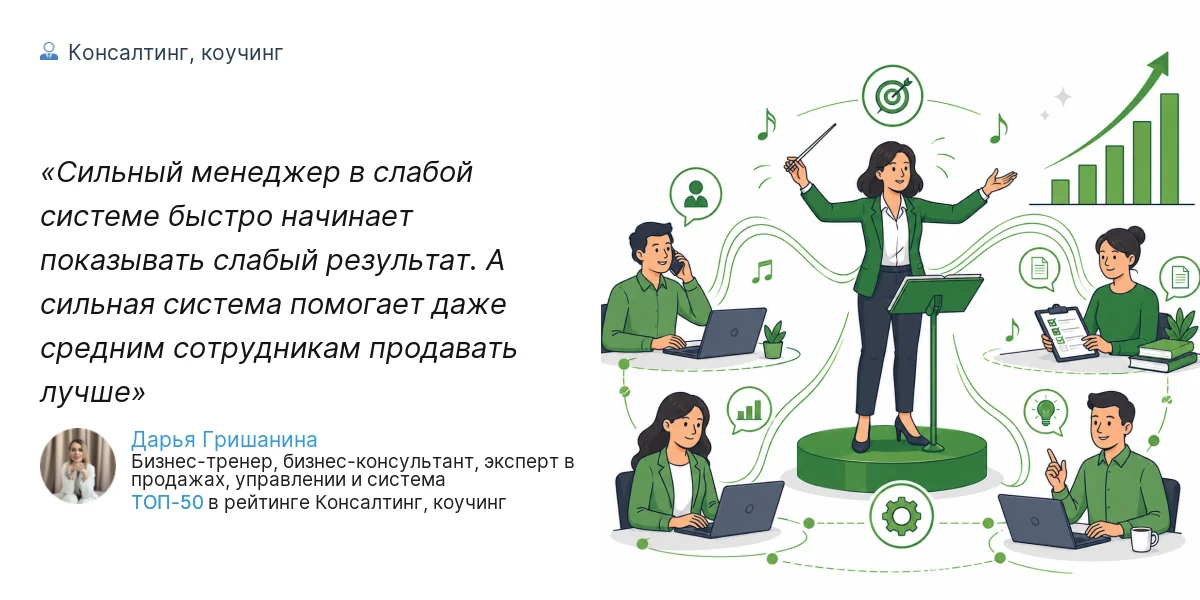Сильный менеджер в слабой системе быстро начинает показывать слабый результат. А сильная система помогает даже средним сотрудникам продавать лучше