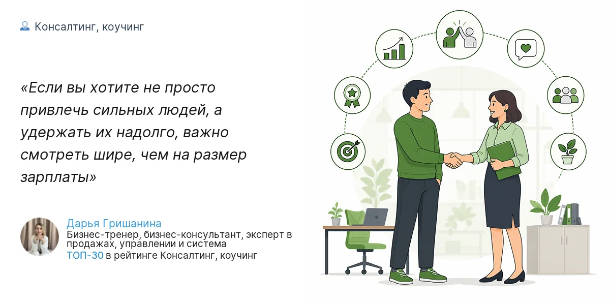 Если вы хотите не просто привлечь сильных людей, а удержать их надолго, важно смотреть шире, чем на размер зарплаты