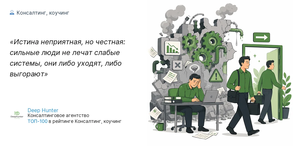 Истина неприятная, но честная: сильные люди не лечат слабые системы, они либо уходят, либо выгорают