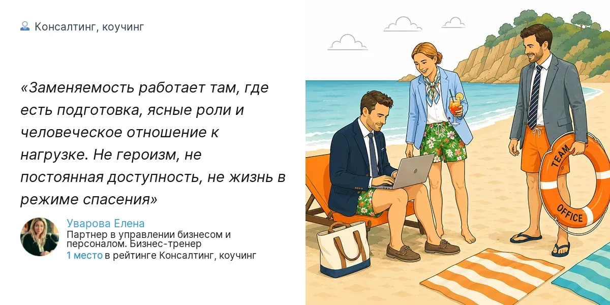 Заменяемость работает там, где есть подготовка, ясные роли и человеческое отношение к нагрузке. Не героизм, не постоянная доступность, не жизнь в режиме спасения