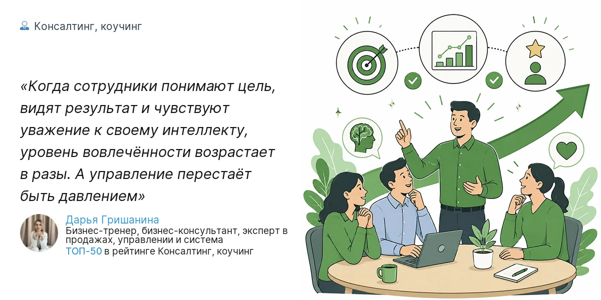 Когда сотрудники понимают цель, видят результат и чувствуют уважение к своему интеллекту, уровень вовлечённости возрастает в разы. А управление перестаёт быть давлением