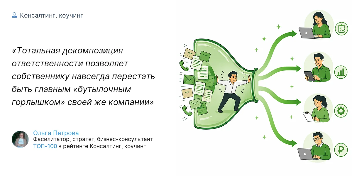 Тотальная декомпозиция ответственности позволяет собственнику навсегда перестать быть главным «бутылочным горлышком» своей же компании
