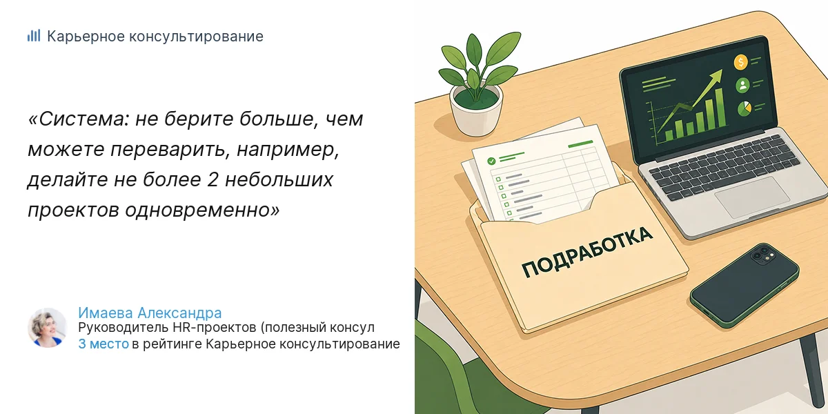 Система: не берите больше, чем можете переварить, например, делайте не более 2 небольших проектов одновременно