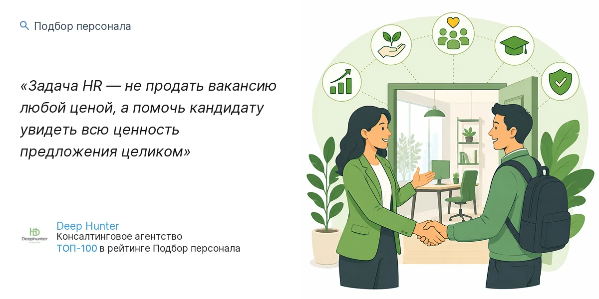 Задача HR — не продать вакансию любой ценой, а помочь кандидату увидеть всю ценность предложения целиком