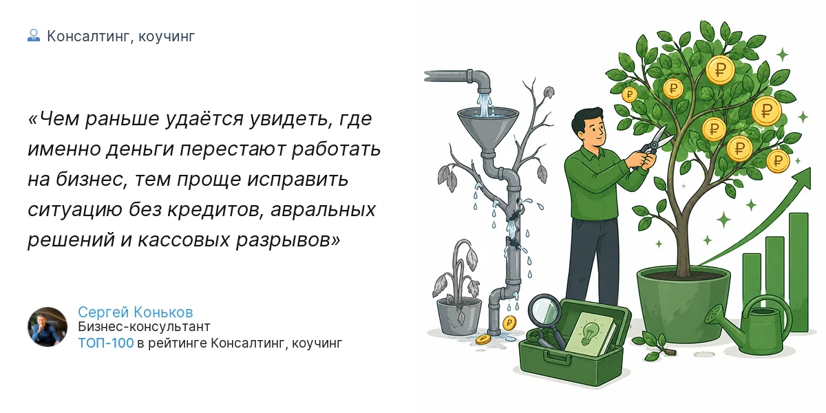Чем раньше удаётся увидеть, где именно деньги перестают работать на бизнес, тем проще исправить ситуацию без кредитов, авральных решений и кассовых разрывов