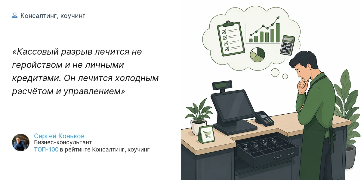 Кассовый разрыв лечится не геройством и не личными кредитами. Он лечится холодным расчётом и управлением