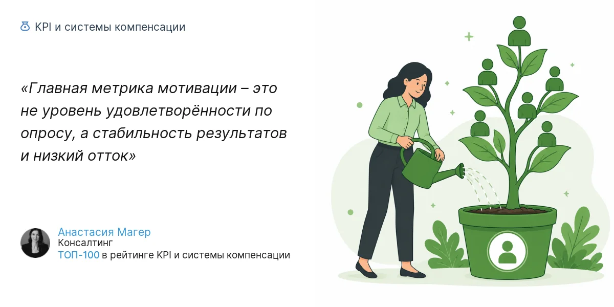 Главная метрика мотивации – это не уровень удовлетворённости по опросу, а стабильность результатов и низкий отток
