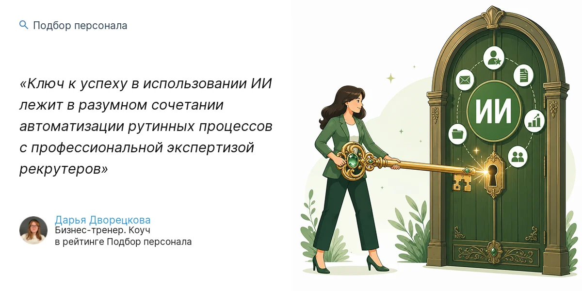 Ключ к успеху в использовании ИИ лежит в разумном сочетании автоматизации рутинных процессов с профессиональной экспертизой рекрутеров