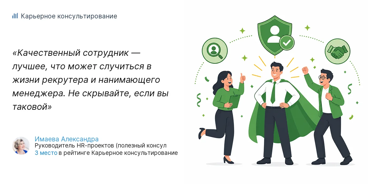Качественный сотрудник — лучшее, что может случиться в жизни рекрутера и нанимающего менеджера. Не скрывайте, если вы таковой