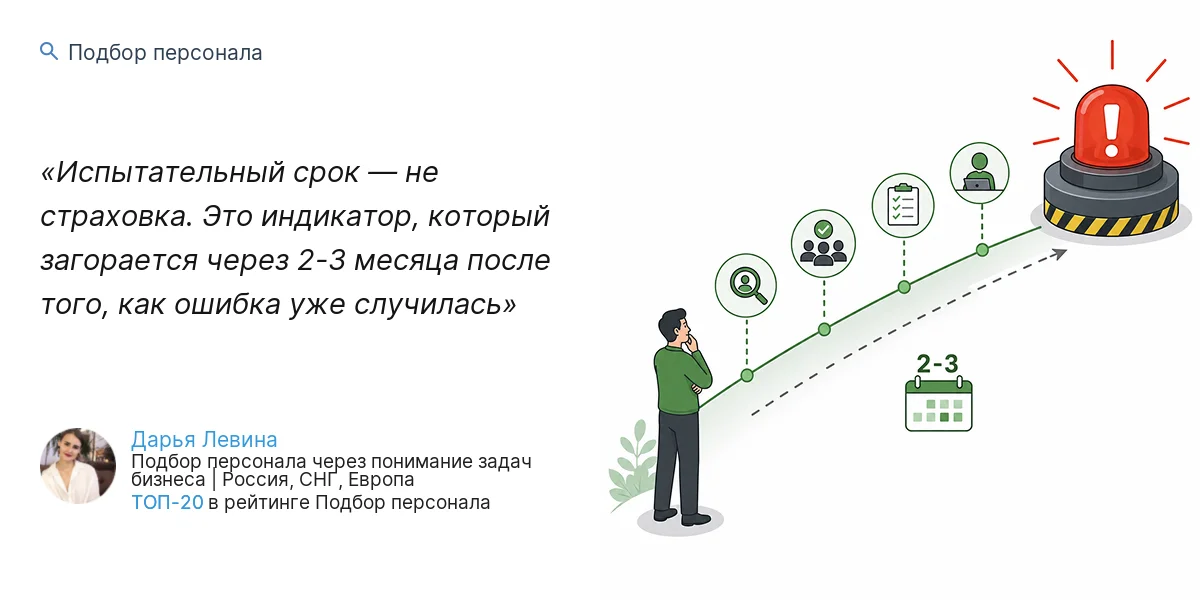 Испытательный срок — не страховка. Это индикатор, который загорается через 2-3 месяца после того, как ошибка уже случилась