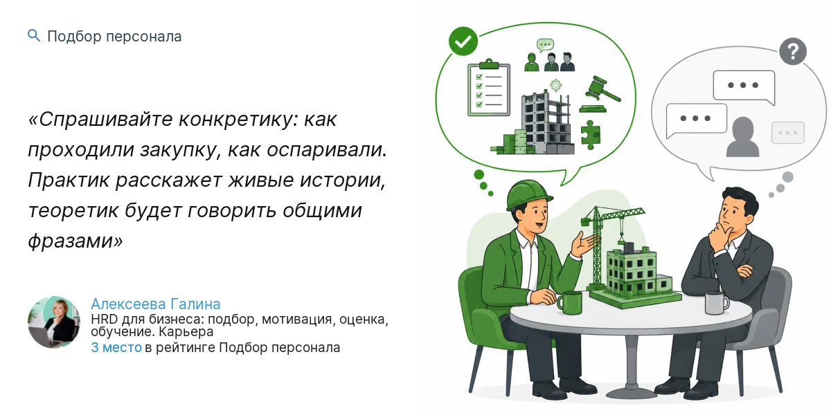 Спрашивайте конкретику: как проходили закупку, как оспаривали. Практик расскажет живые истории, теоретик будет говорить общими фразами