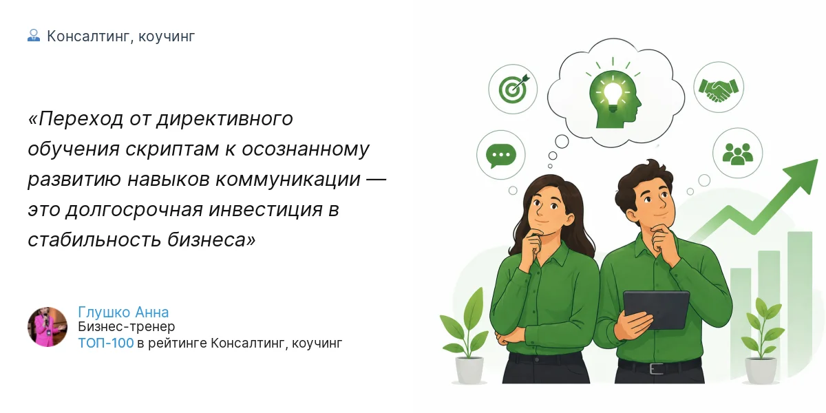 Переход от директивного обучения скриптам к осознанному развитию навыков коммуникации — это долгосрочная инвестиция в стабильность бизнеса