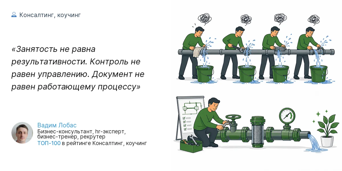 Занятость не равна результативности. Контроль не равен управлению. Документ не равен работающему процессу