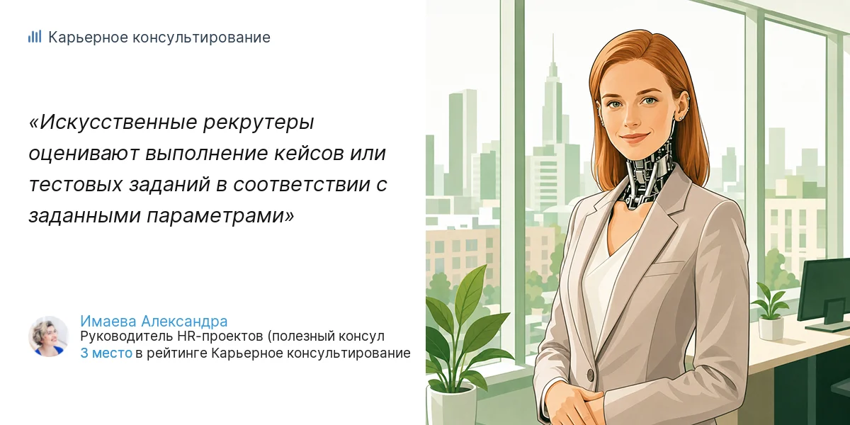 Искусственные рекрутеры оценивают выполнение кейсов или тестовых заданий в соответствии с заданными параметрами