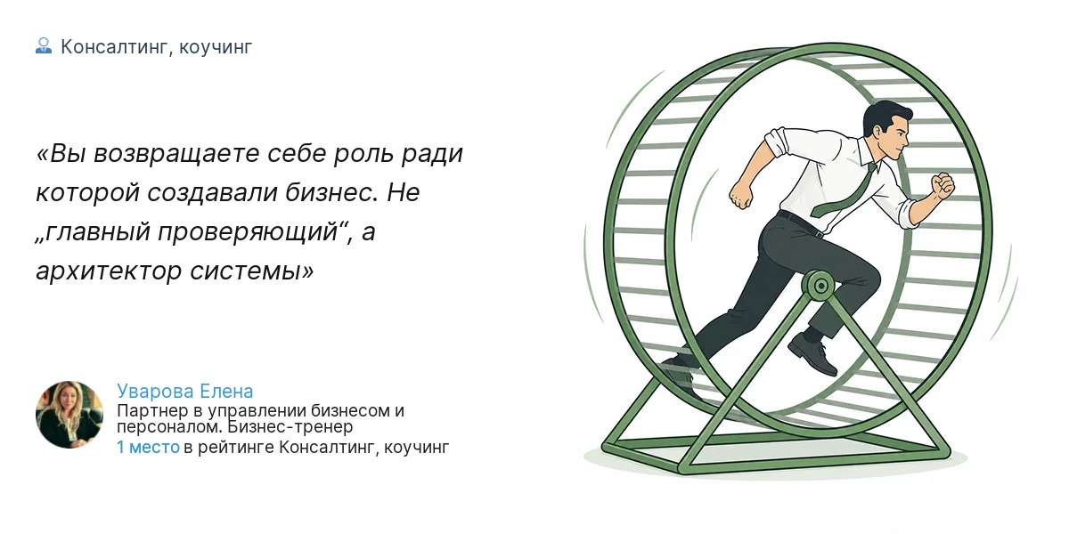 Вы возвращаете себе роль ради которой создавали бизнес. Не „главный проверяющий“, а архитектор системы