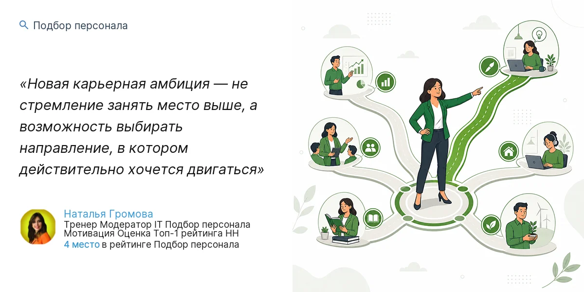 Новая карьерная амбиция — не стремление занять место выше, а возможность выбирать направление, в котором действительно хочется двигаться