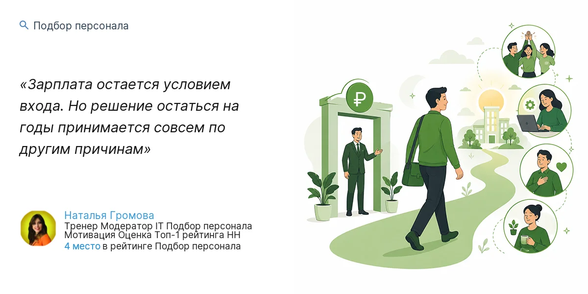 Зарплата остается условием входа. Но решение остаться на годы принимается совсем по другим причинам