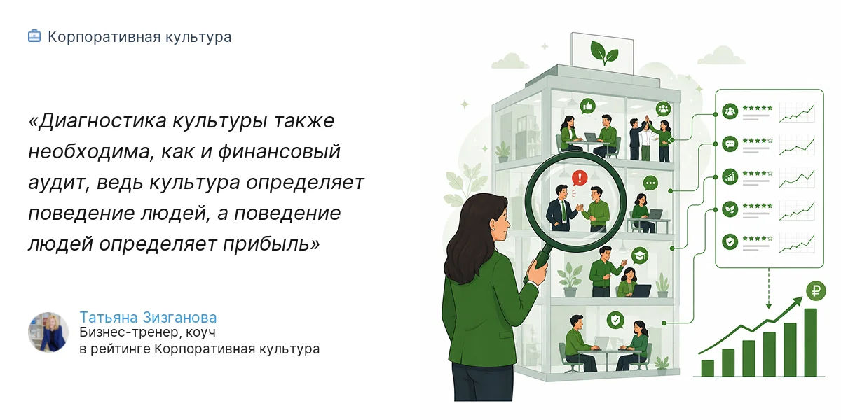 Диагностика культуры также необходима, как и финансовый аудит, ведь культура определяет поведение людей, а поведение людей определяет прибыль