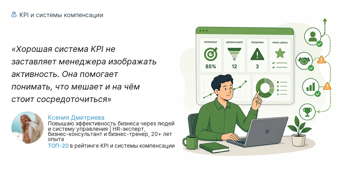 Хорошая система KPI не заставляет менеджера изображать активность. Она помогает понимать, что мешает и на чём стоит сосредоточиться