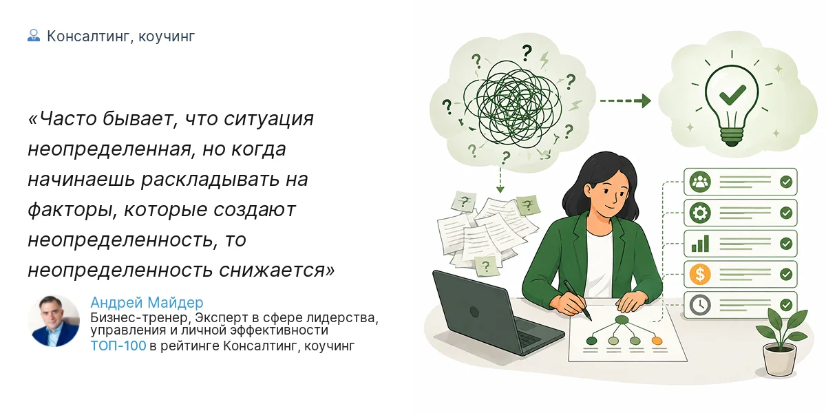 Часто бывает, что ситуация неопределенная, но когда начинаешь раскладывать на факторы, которые создают неопределенность, то неопределенность снижается