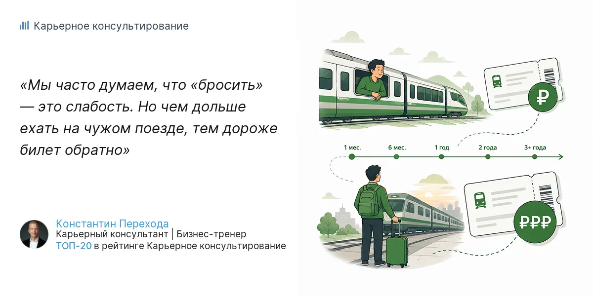Мы часто думаем, что «бросить» — это слабость. Но чем дольше ехать на чужом поезде, тем дороже билет обратно