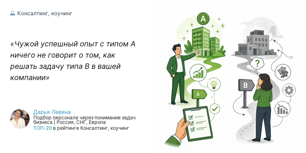 Чужой успешный опыт с типом A ничего не говорит о том, как решать задачу типа B в вашей компании