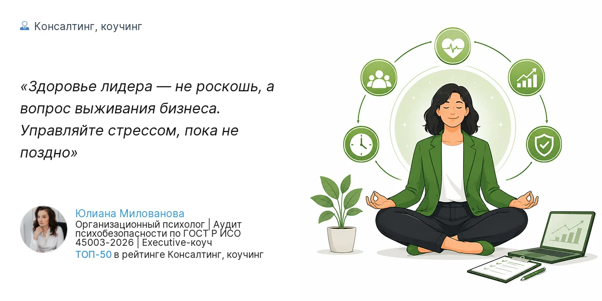 Здоровье лидера — не роскошь, а вопрос выживания бизнеса. Управляйте стрессом, пока не поздно