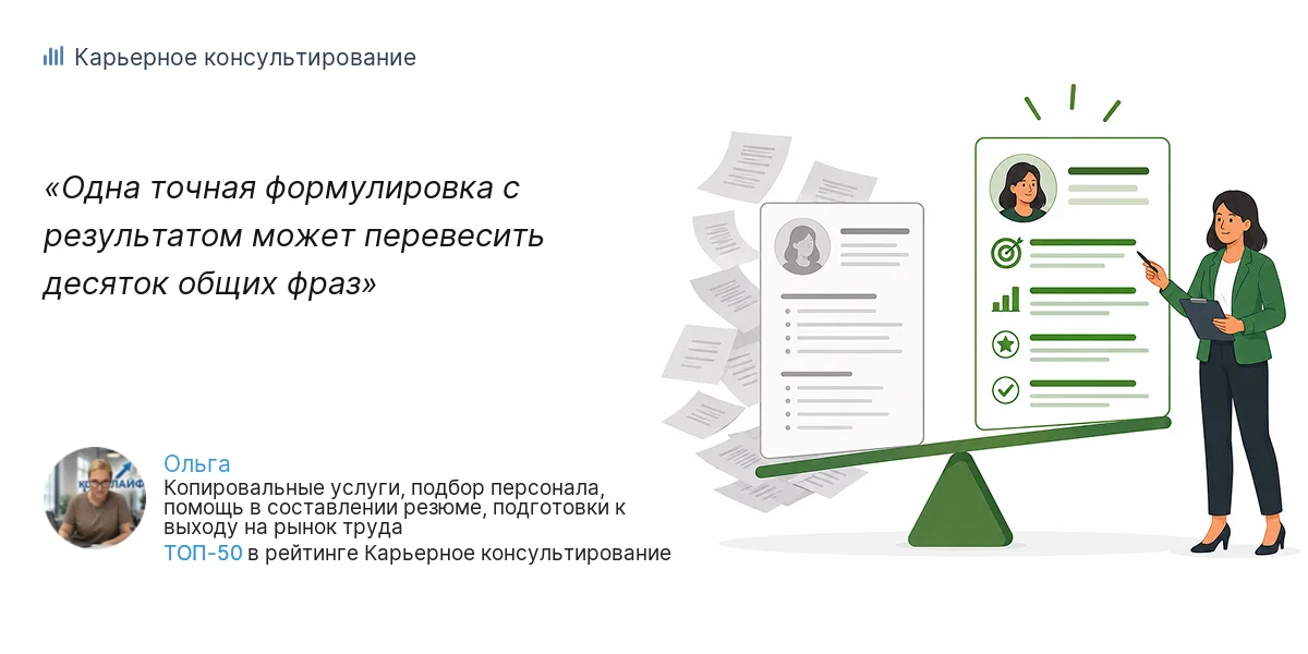 Одна точная формулировка с результатом может перевесить десяток общих фраз