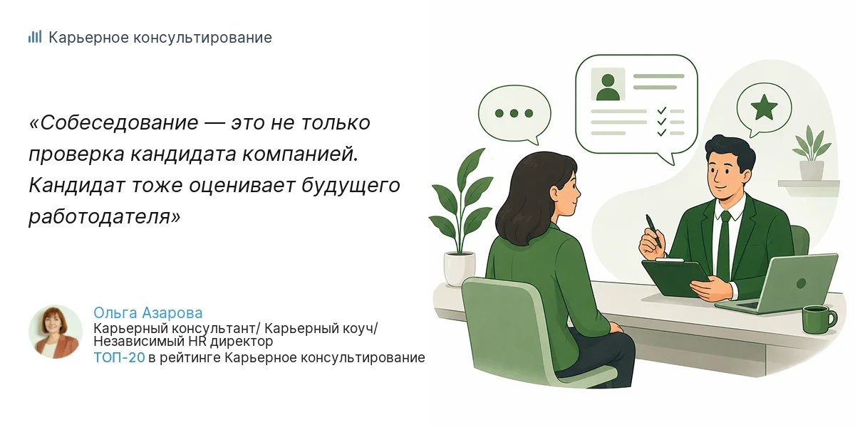 Собеседование — это не только проверка кандидата компанией. Кандидат тоже оценивает будущего работодателя
