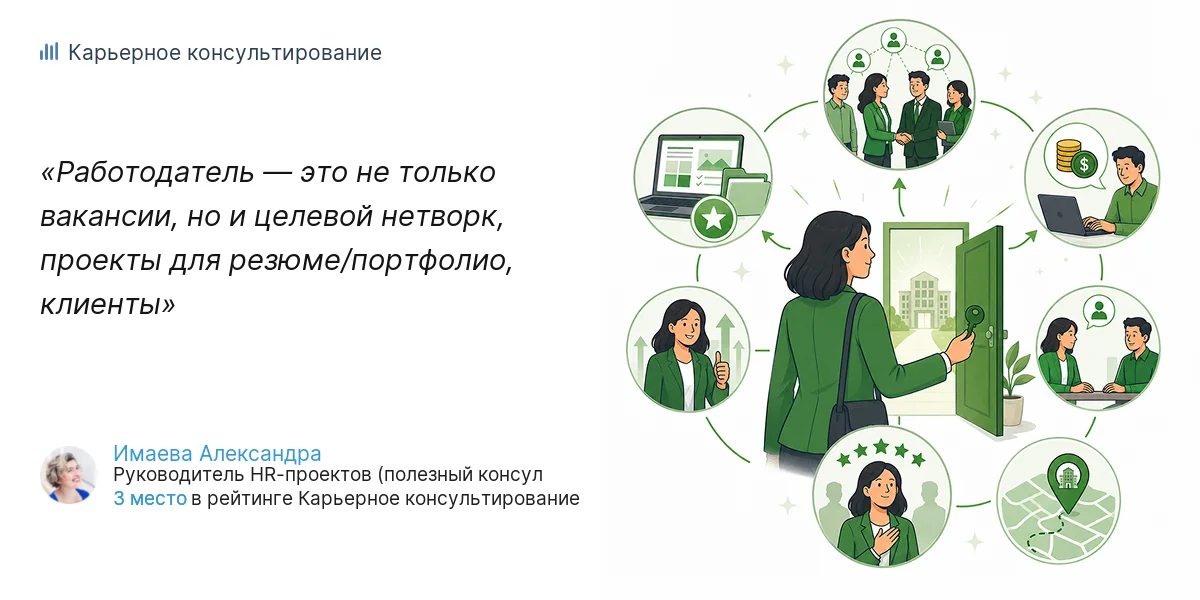 Работодатель — это не только вакансии, но и целевой нетворк, проекты для резюме/портфолио, клиенты