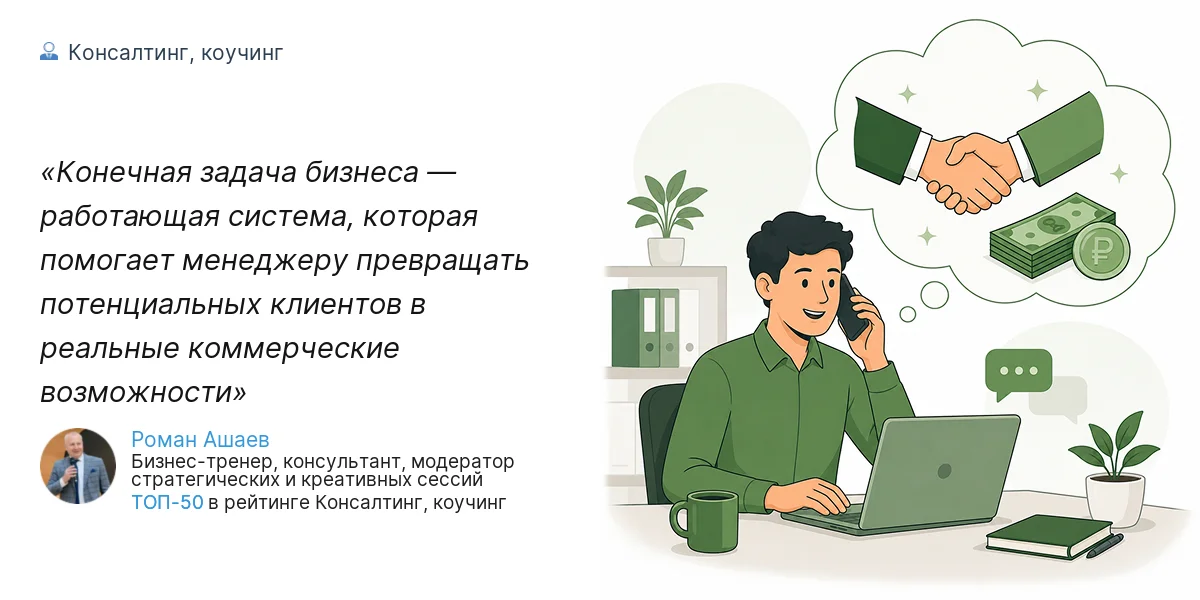 Конечная задача бизнеса — работающая система, которая помогает менеджеру превращать потенциальных клиентов в реальные коммерческие возможности
