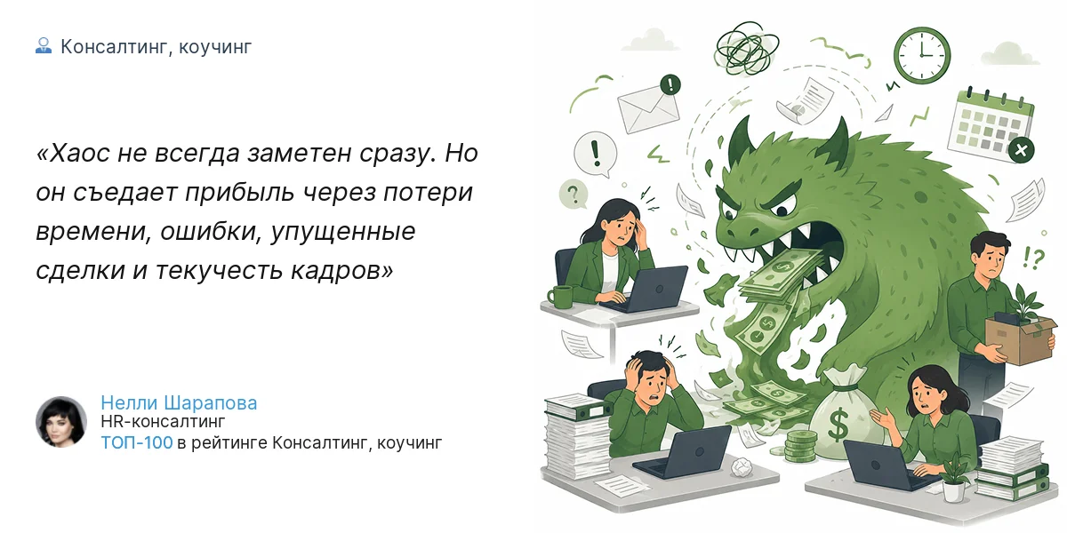 Хаос не всегда заметен сразу. Но он съедает прибыль через потери времени, ошибки, упущенные сделки и текучесть кадров