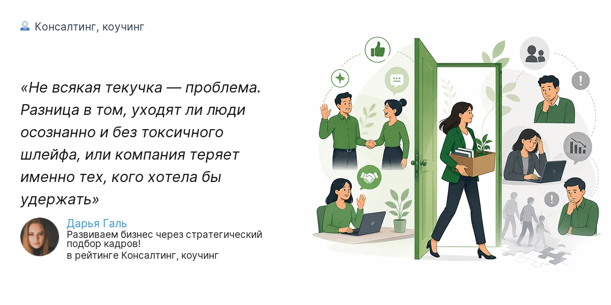 Не всякая текучка — проблема. Разница в том, уходят ли люди осознанно и без токсичного шлейфа, или компания теряет именно тех, кого хотела бы удержать