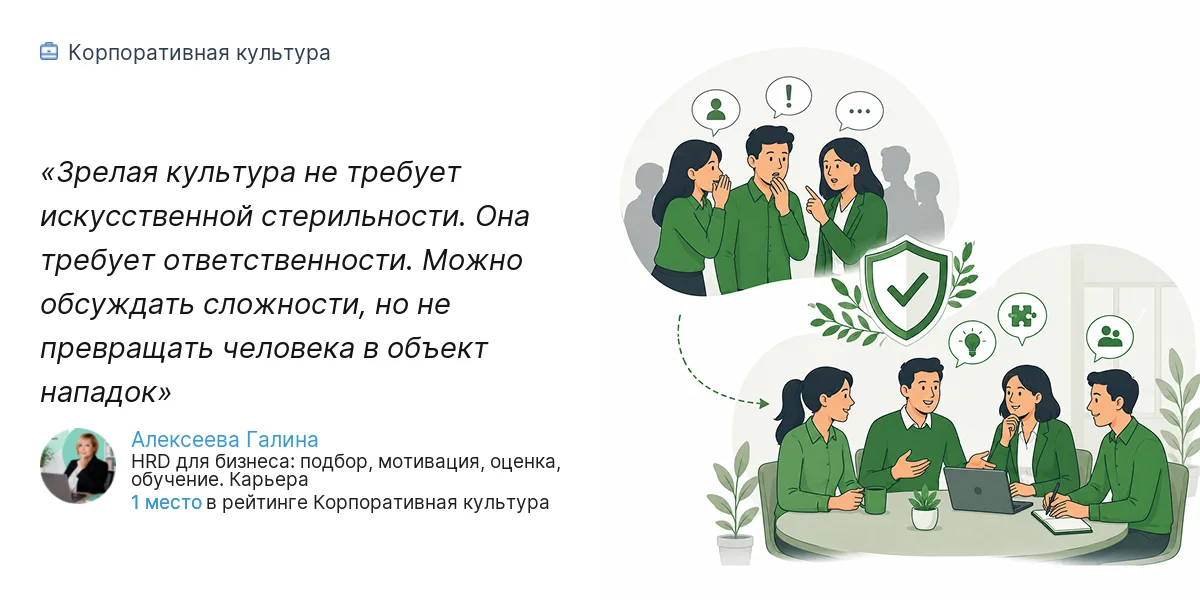 Зрелая культура не требует искусственной стерильности. Она требует ответственности. Можно обсуждать сложности, но не превращать человека в объект нападок