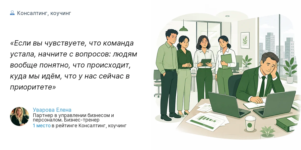 Если вы чувствуете, что команда устала, начните с вопросов: людям вообще понятно, что происходит, куда мы идём, что у нас сейчас в приоритете