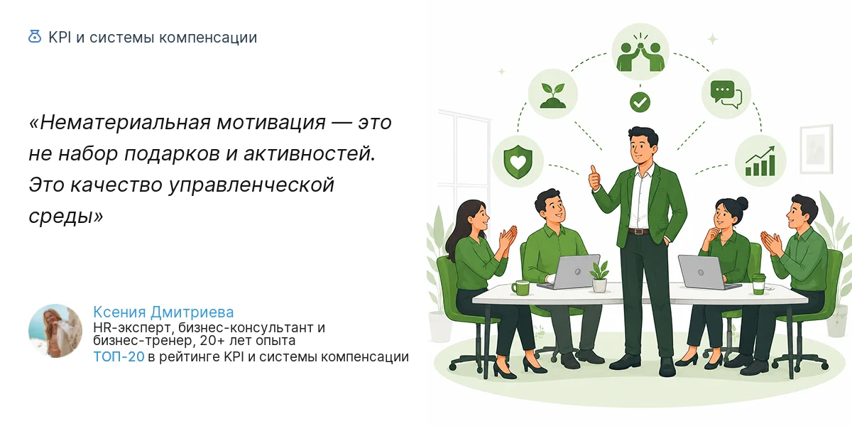 Нематериальная мотивация — это не набор подарков и активностей. Это качество управленческой среды