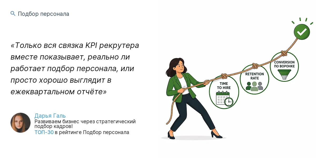 Только вся связка KPI рекрутера вместе показывает, реально ли работает подбор персонала, или просто хорошо выглядит в ежеквартальном отчёте