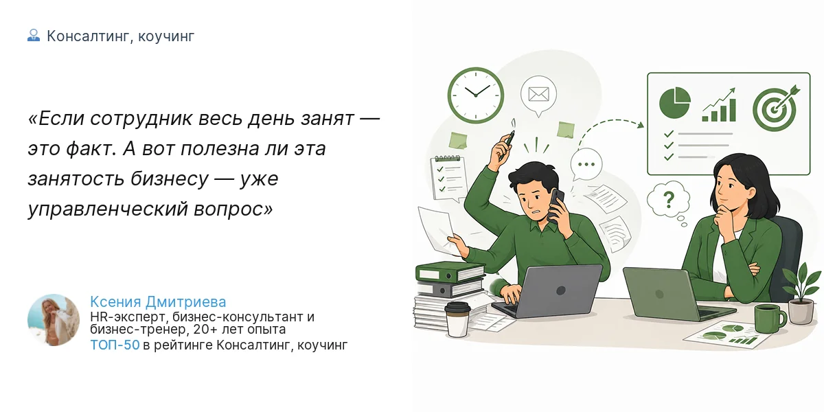 Если сотрудник весь день занят — это факт. А вот полезна ли эта занятость бизнесу — уже управленческий вопрос