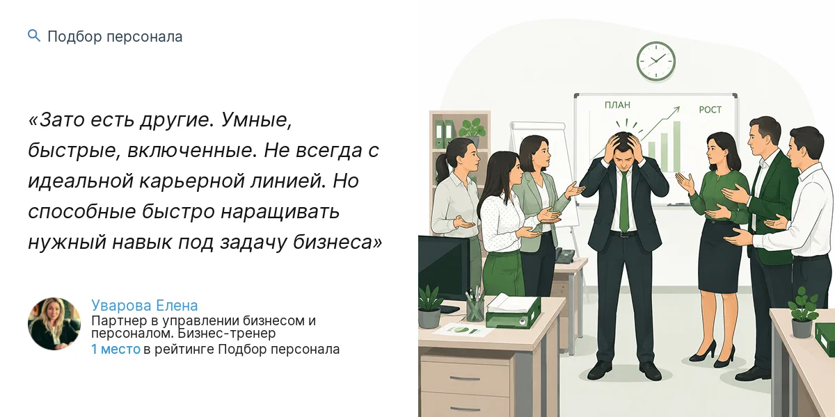 Зато есть другие. Умные, быстрые, включенные. Не всегда с идеальной карьерной линией. Но способные быстро наращивать нужный навык под задачу бизнеса
