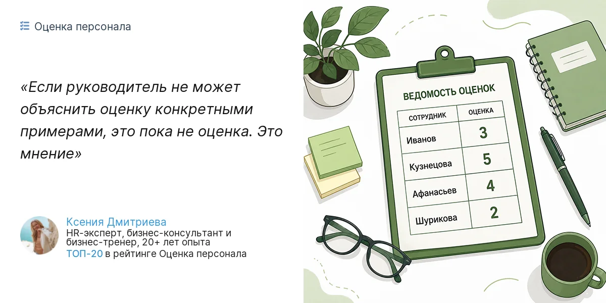 Если руководитель не может объяснить оценку конкретными примерами, это пока не оценка. Это мнение