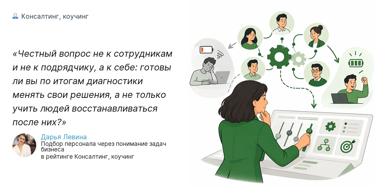 Честный вопрос не к сотрудникам и не к подрядчику, а к себе: готовы ли вы по итогам диагностики менять свои решения, а не только учить людей восстанавливаться после них?